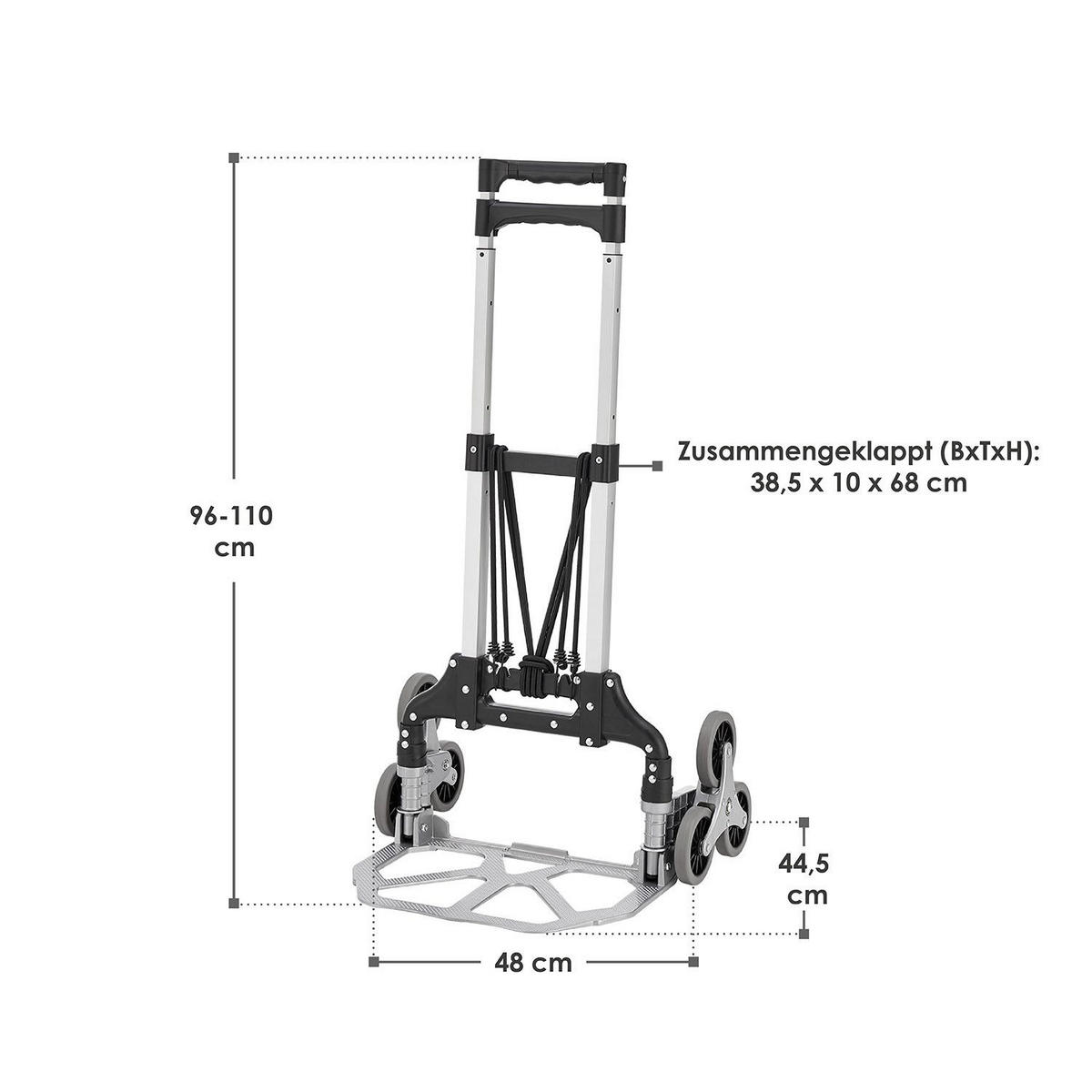 TREPPENSACKKARRE klappbar inkl. Handschuhen - Grau, Metall (45/48/110cm) - Juskys