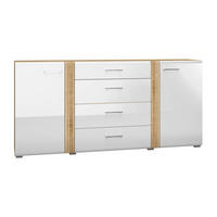 SIDEBOARD Adagio weiß Hochglanz / Eiche castello 190 / 42 / 90cm - Weiß/Braun, Holz/Holzwerkstoff (190/90/42cm) - Feldmann-Wohnen