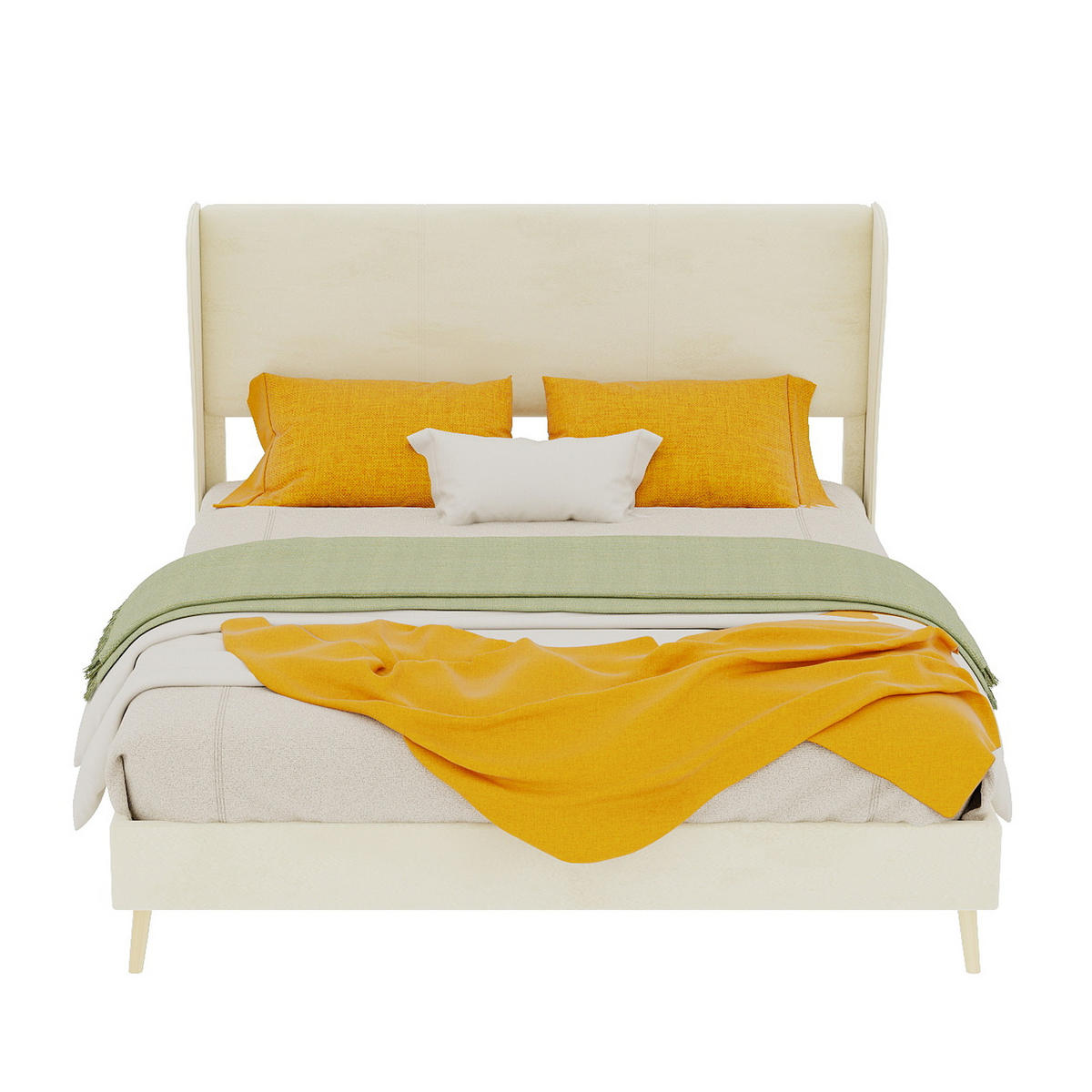 POLSTERBETT 140/200 cm DE-32997 mit Kopfteil und Matratze Beige - Beige, Metall (140/200cm) - ComfortXL