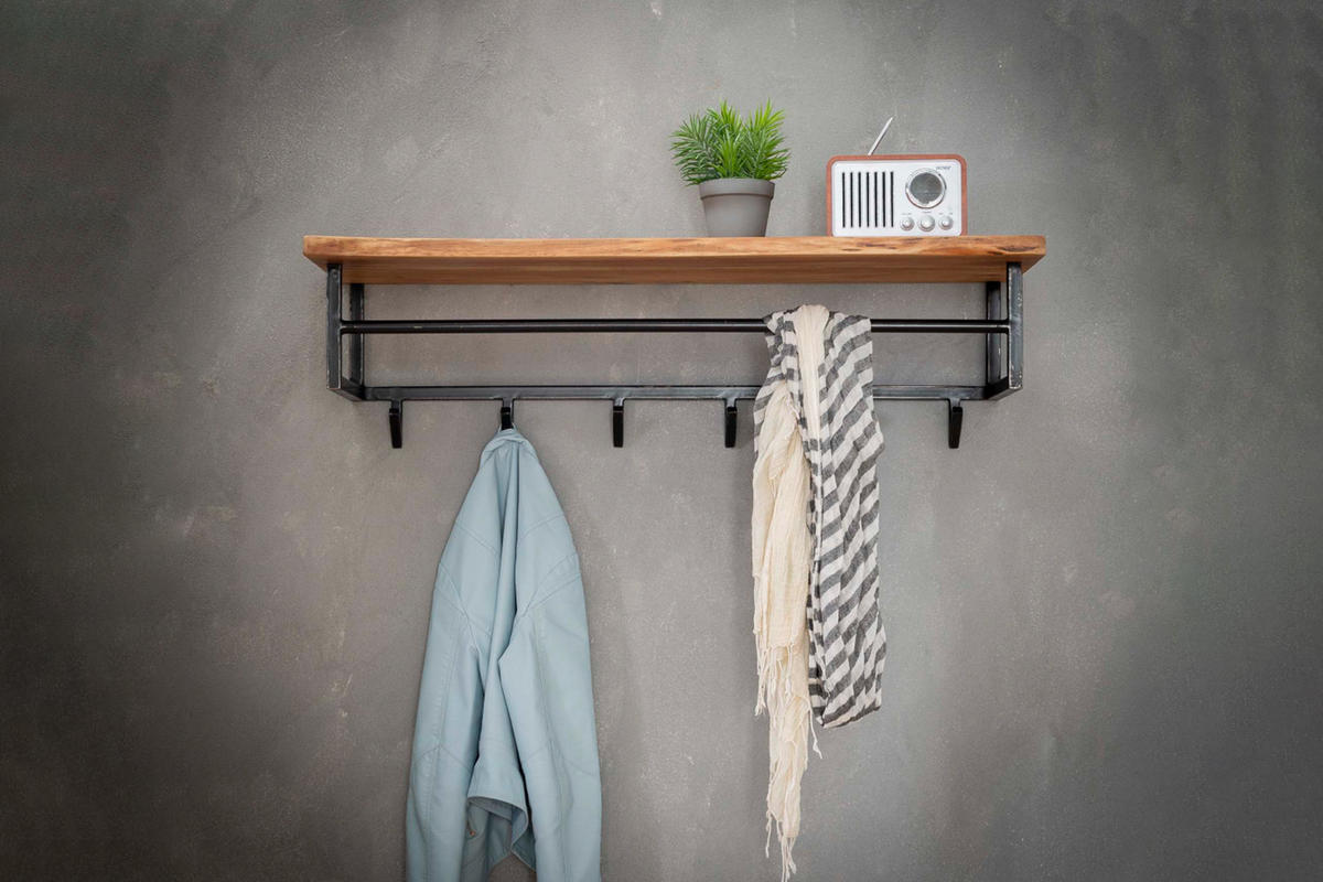 GARDEROBE NEREA Schwarz Akazie - Schwarz, Metall (100/27/33cm) - KAWOLA