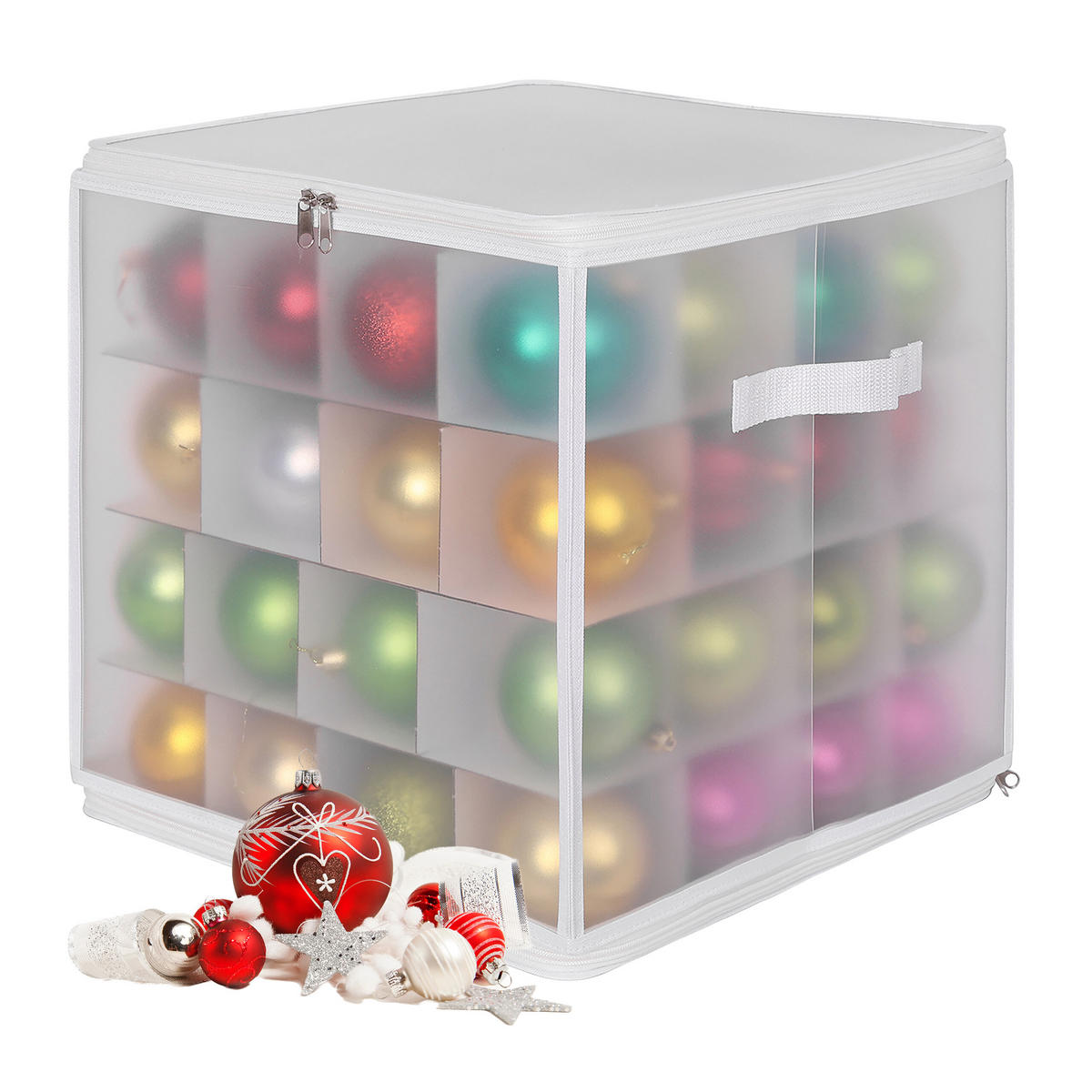 WEIHNACHTSKUGEL-AUFBEWAHRUNGSBOX - Transparent, Wellpappe/Kunststoff (36/3/36cm) - Relaxdays