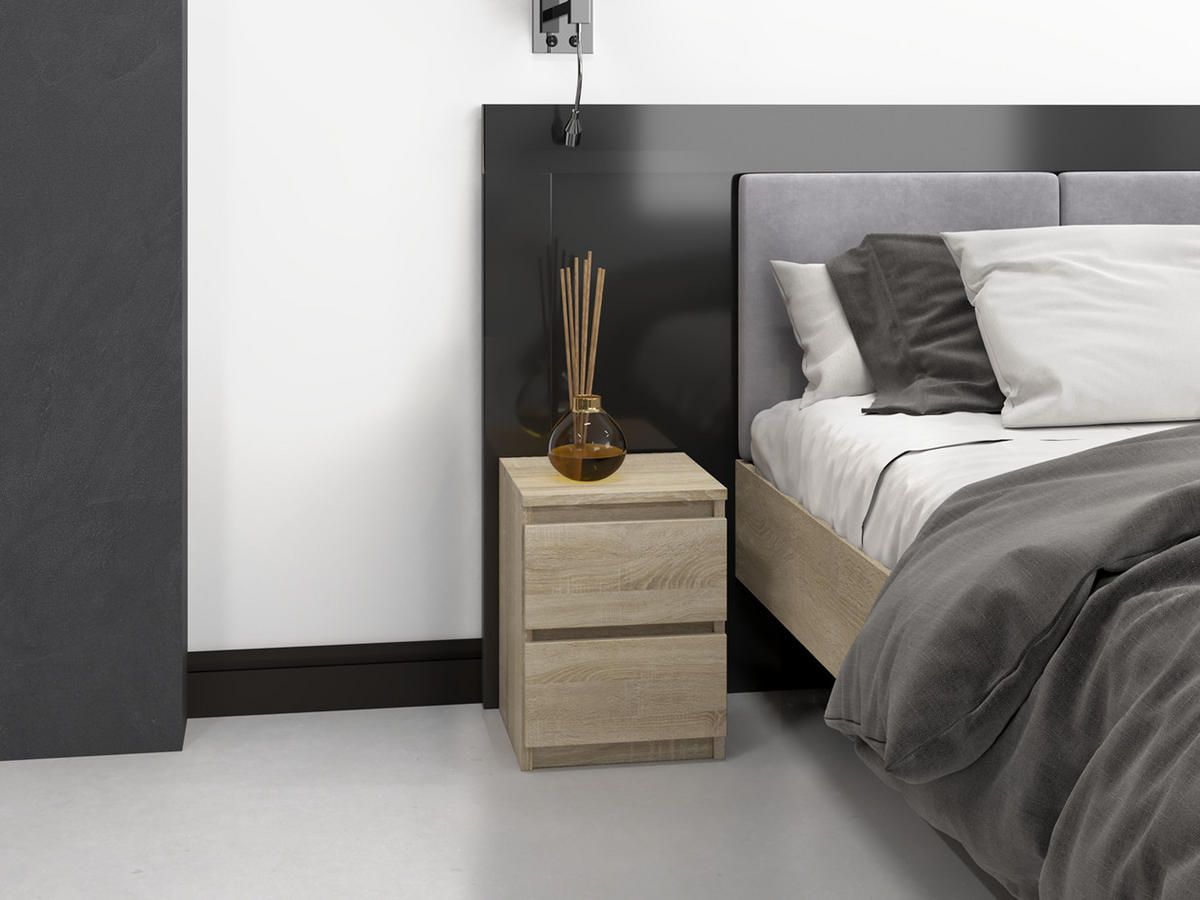 NOČNÍ STOLEK Sonoma 30/40/30 - bílá/černá, kompozitní dřevo (30/40/30cm) - RAUMHIRSCH FURNITURE