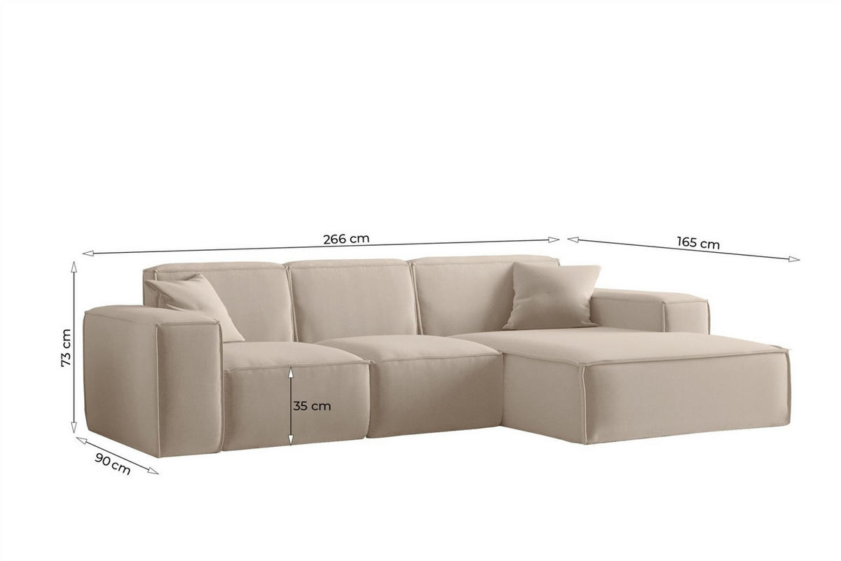 ECKSOFA Celes Premium In Artico - Hellgrau, Holzwerkstoff/Textil (266/165cm) - Fun Möbel