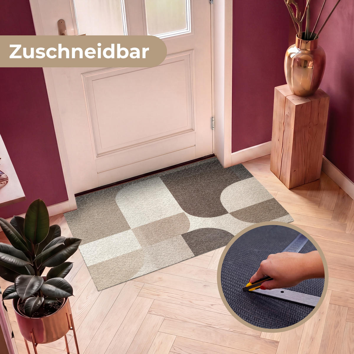 ROHOŽKA Geometrické - Tkaná struktura - Moderní 120x80 cm - béžová, textil/umělá hmota (120/0.4cm) - MuchoWow