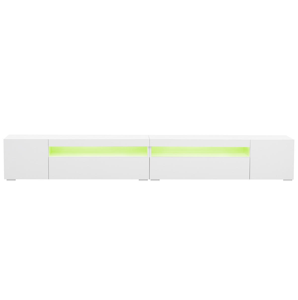 LOWBOARD 240/35,5/38,5 cm in Weiß mit LED-Beleuchtung und viel Stauraum - Weiß, Holzwerkstoff (240/35.5/38.5cm) - Flora Grace