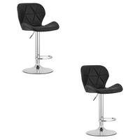 BARHOCKER 2-er Set WEST ECO schwarzer Sitz, Chrombasis - Schwarz, Leder (46/111/48.5cm) - Valora