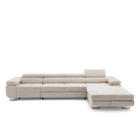 ECKSOFA ALONZO MAXI Rechts mit Schlaffunktion 125x195 Chenille Beige - Chromfarben/Beige, Holz/Textil (350/203cm) - Muffo