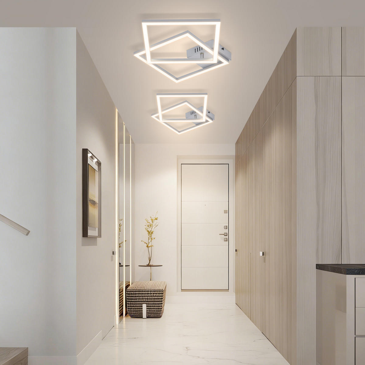 LED DECKENLEUCHTE Celwynne 39.5/39.5/6.7 cm - Silberfarben, Kunststoff (39.5/39.5/6.7cm) - ZMH