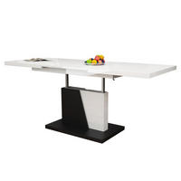 COUCHTISCH rechteckig Weiß Hochglanz - Schwarz matt ausziehbar höhenverstellbar - Weiß Hochglanz/Schwarz, Holzwerkstoff (70/120/60cm) - designimpex