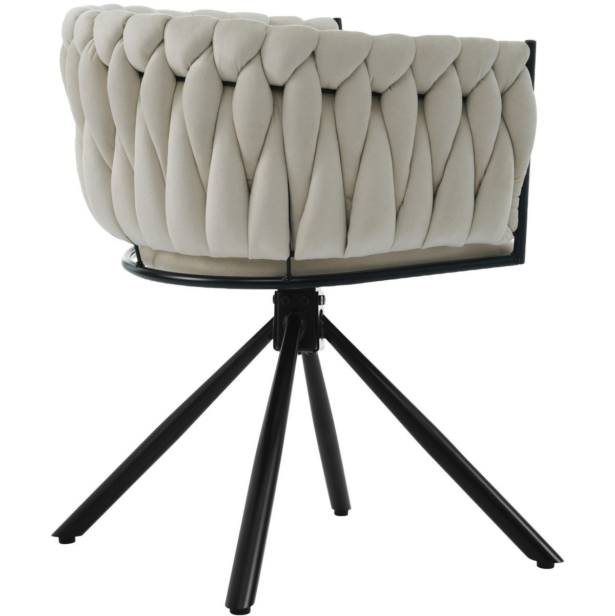 ESSSTUHL 51x61x71 cm in Beige, Samt, 360° drehbar, Vierfuß-Stahlgestell, modern minimalistisch - Beige, Textil (61/71/51cm) - Modfu