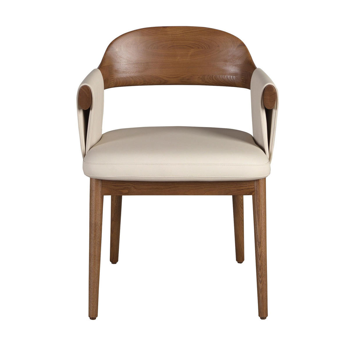 STUHL Kunstlederstuhl in Nussbaum und Creme 59/58/78 cm - Beige/Walnussfarben, Leder/Holz (59/78/58cm) - ANGEL CERDA