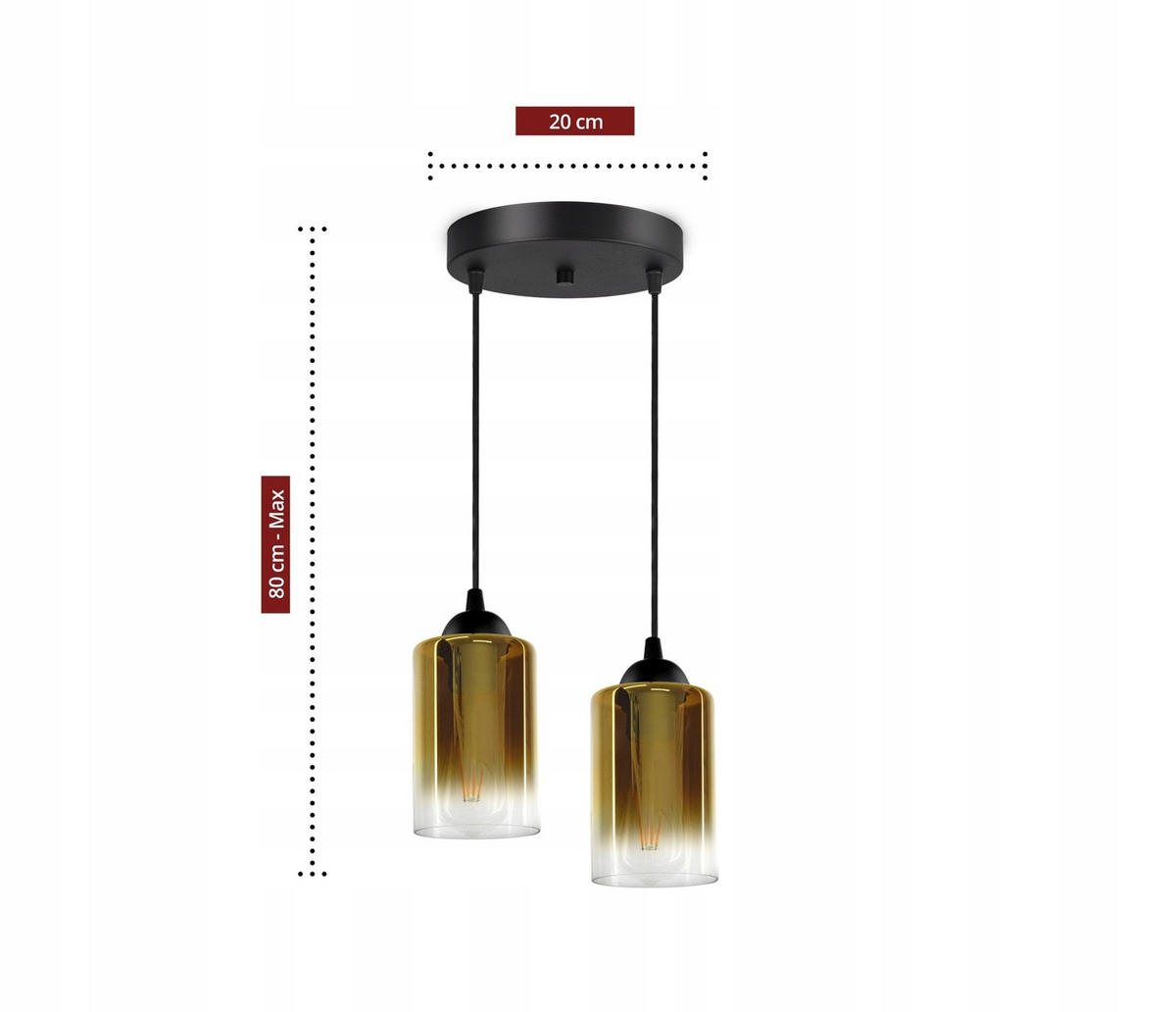 PENDELLEUCHTE GRAF - Transparent/Goldfarben, Glas/Metall (30/30/80cm) - kiki design