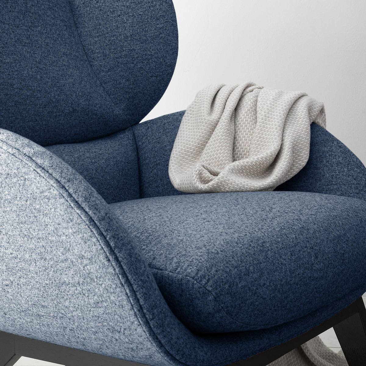 SESSEL - Blau/Schwarz, Eichenholz/Textil (82/102/90cm) - home24