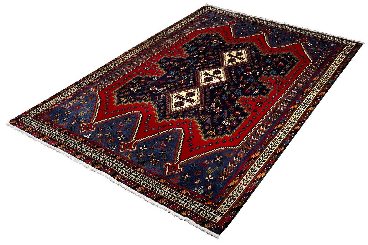 ORIENTTEPPICH handgeknüpft Afshar Rot, Blau 245/167 cm Schurwolle - Blau/Rot, Textil (167/245cm) - Looma