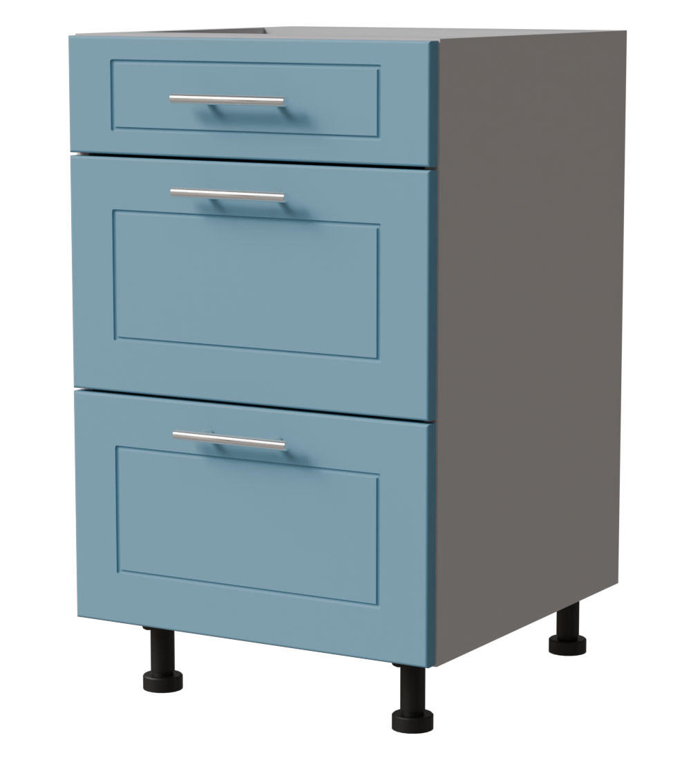SCHUBLADENUNTERSCHRANK Bari D3/50 Grau / RAL 5024 pastellblau 50 / 50 / 82cm Blum Teilauszug - Blau/Grau, Holz/Holzwerkstoff (50/82/50cm) - Feldmann-Wohnen