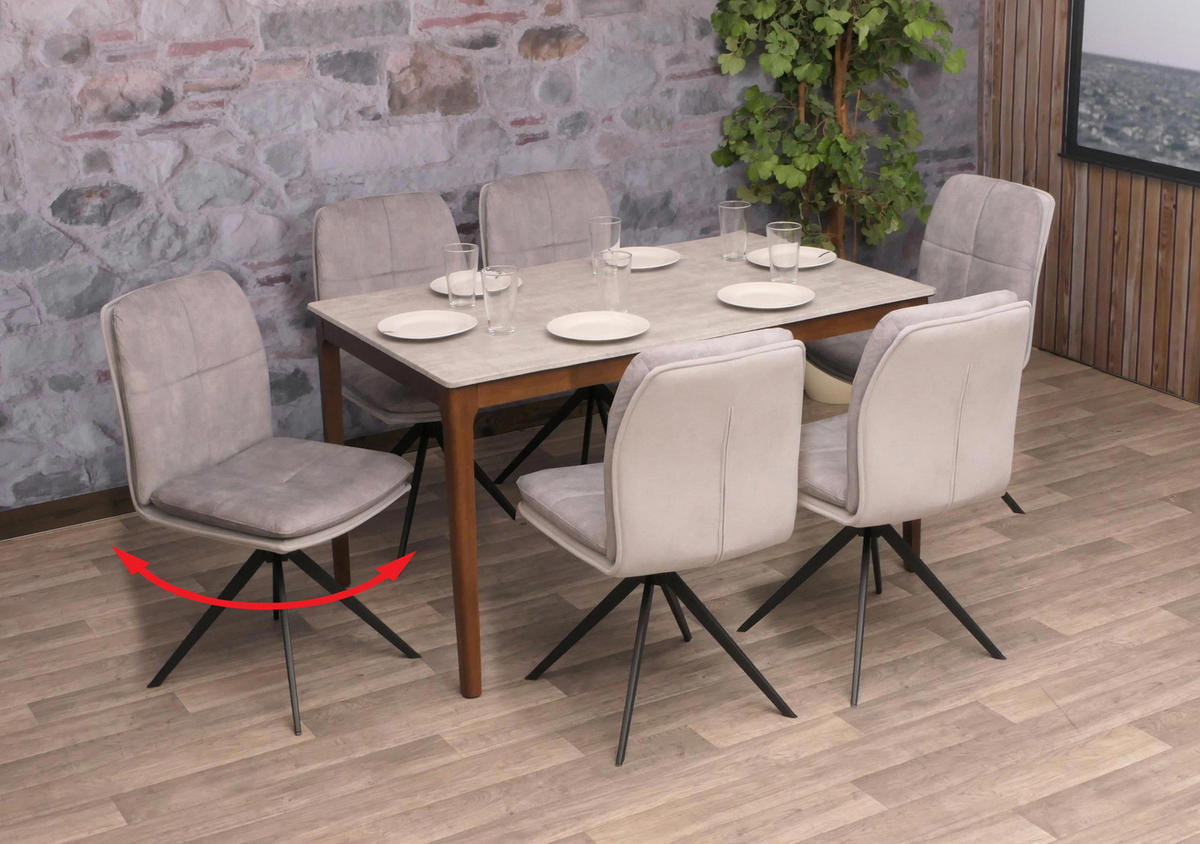 ESSZIMMERSTUHL Grau 6er-Set - Grau, Textil (47/90/56cm) - MCW