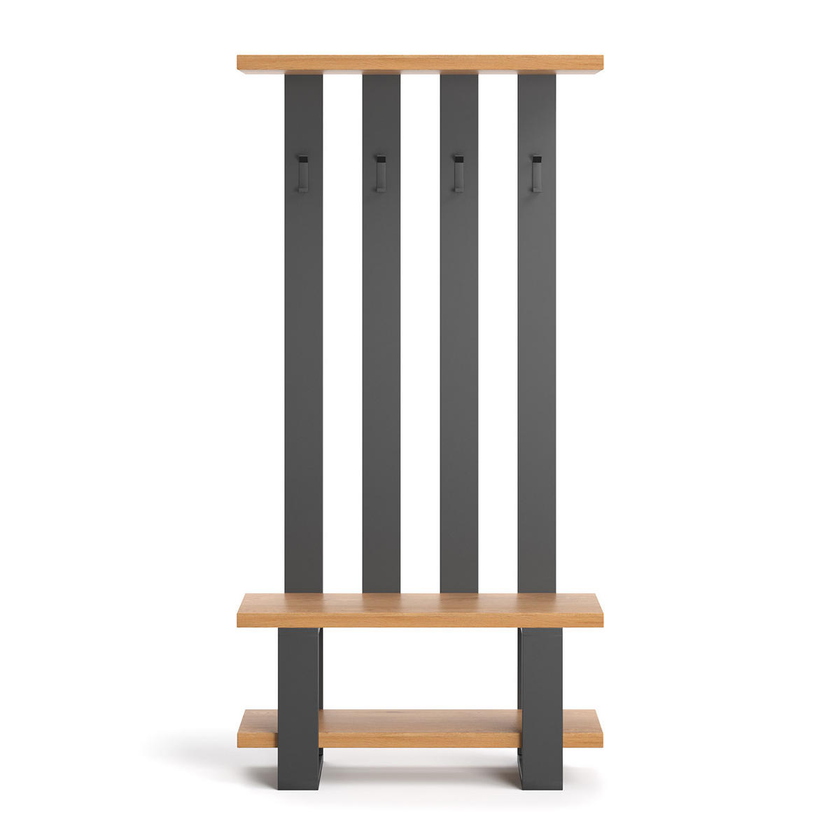 GARDEROBE Mount aus massivem Eichenholz 90 cm - Eichefarben/Naturfarben, Holz (90/180/35cm) - Danzz