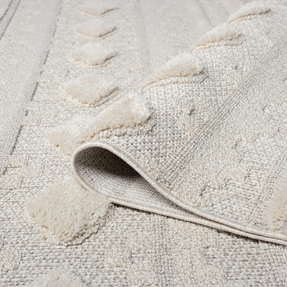 KURZFLOR-TEPPICH Valencia 930 Creme 120x170 cm - Blau/Creme, Textil (120/170cm) - carpet city