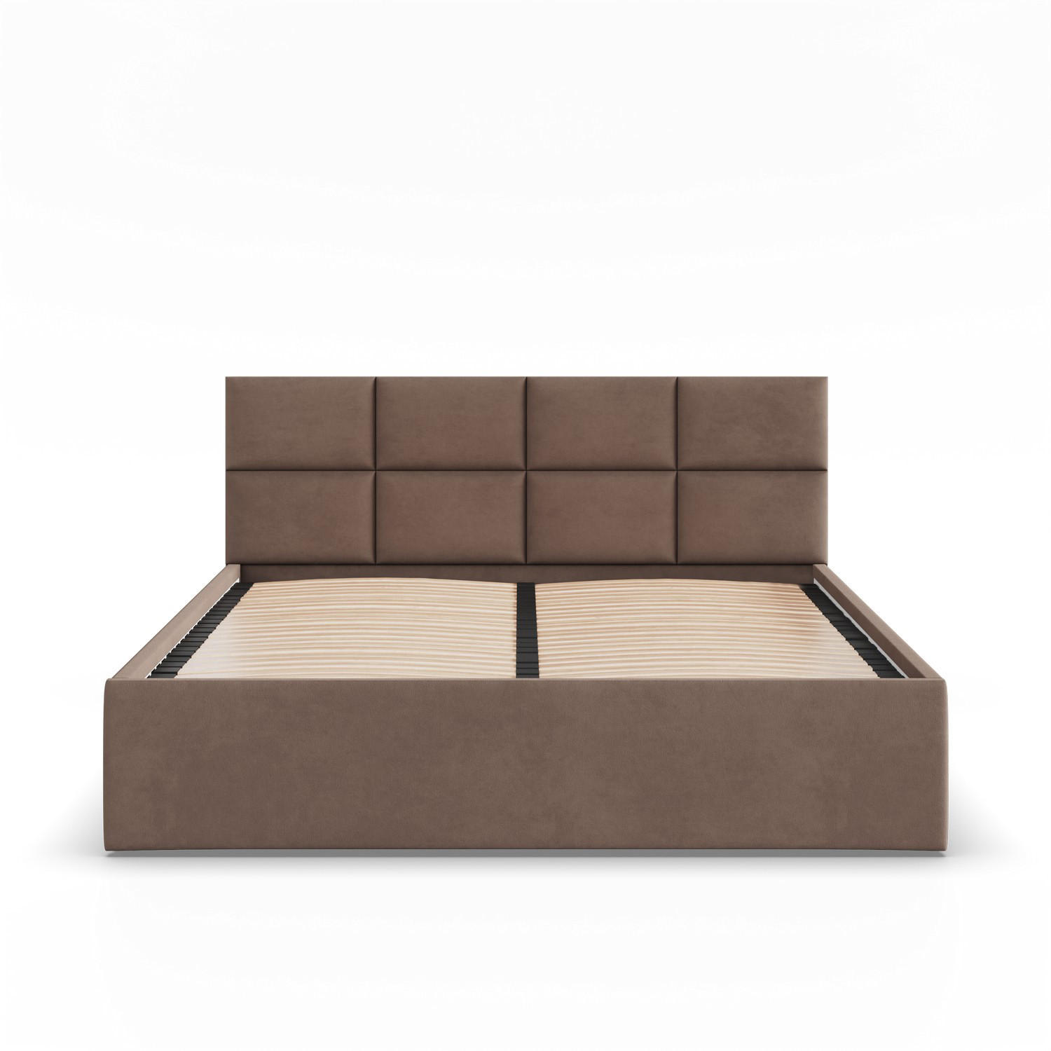POLSTERBETT MIT KOPFTEIL 180x200 ohne Bettkasten BORGO, Braun - Braun, Textil (180/200cm) - Mebligo