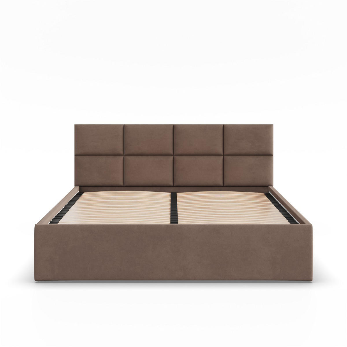 POLSTERBETT MIT KOPFTEIL 180x200 ohne Bettkasten BORGO, Braun - Braun, Textil (180/200cm) - Mebligo