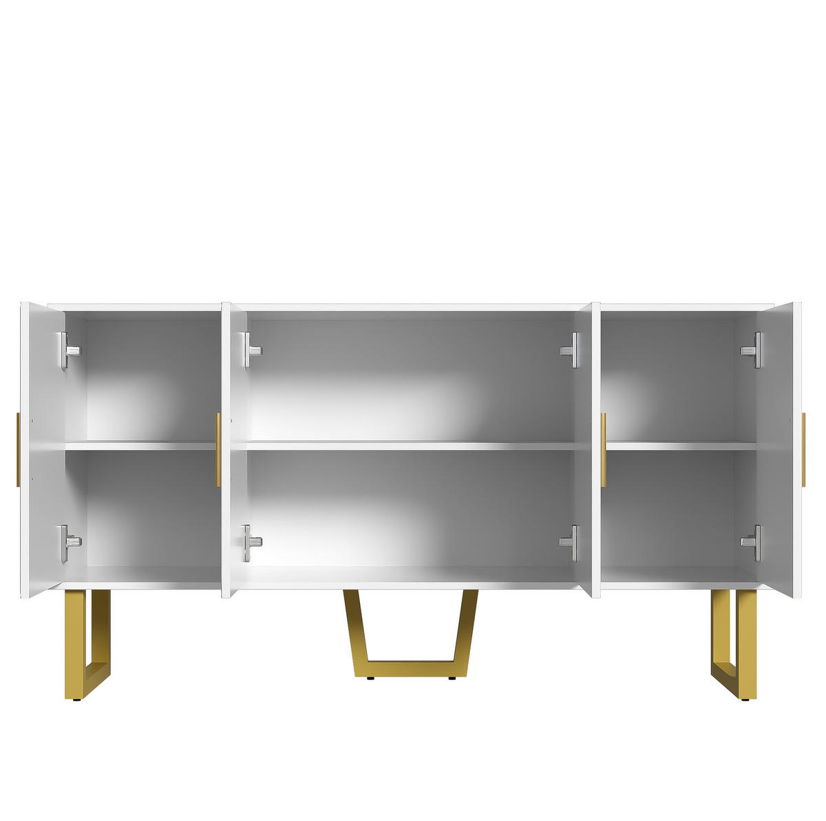 SIDEBOARD 150/40/82 cm in Weiß mit 4 Türen und höhenverstellbaren Regalen - Weiß, Holzwerkstoff (150/82/40cm) - Flora Grace