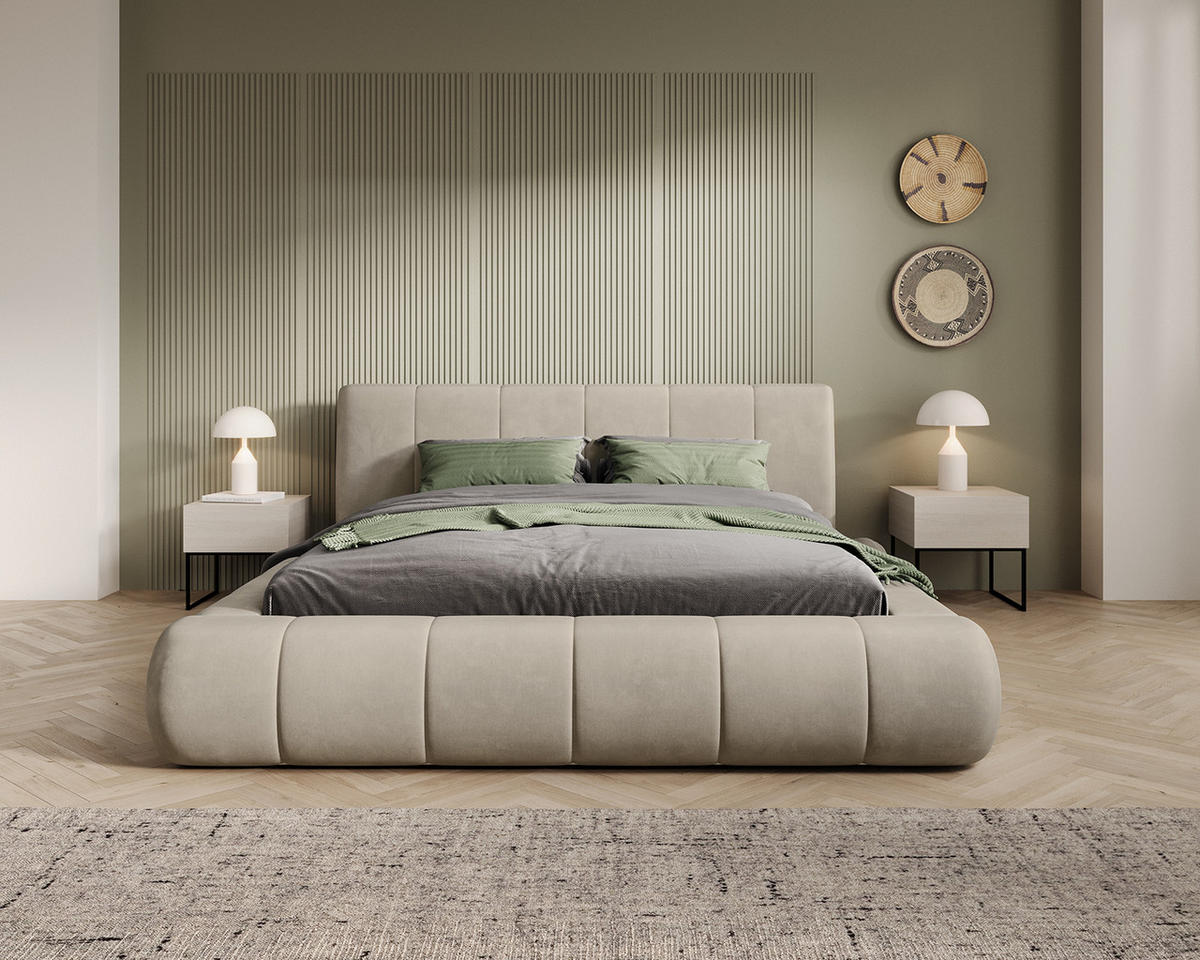 POLSTERBETT AVILLA 180x200 cm, Beige - Beige, Textil (200/180cm) - Fedve