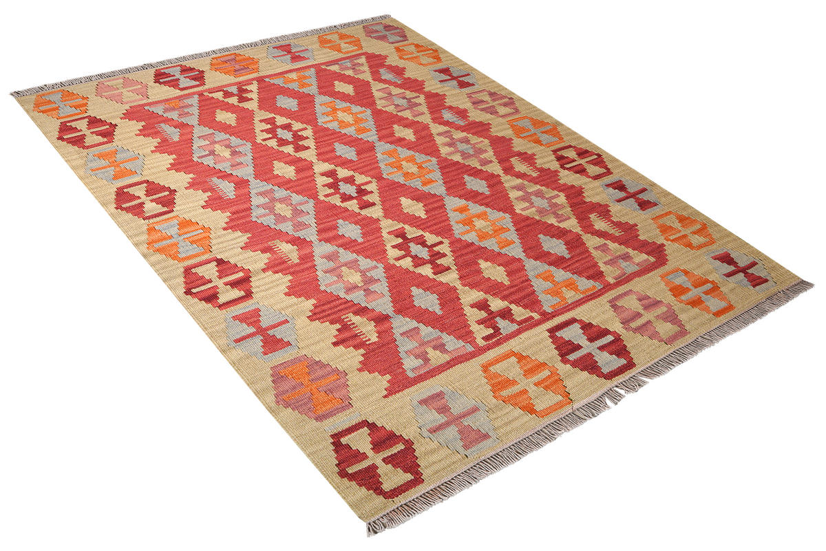 HANDWEBTEPPICH Gashgai Kelim Rot 171/133 cm Schurwolle - Rot, Textil (133/171cm) - Looma
