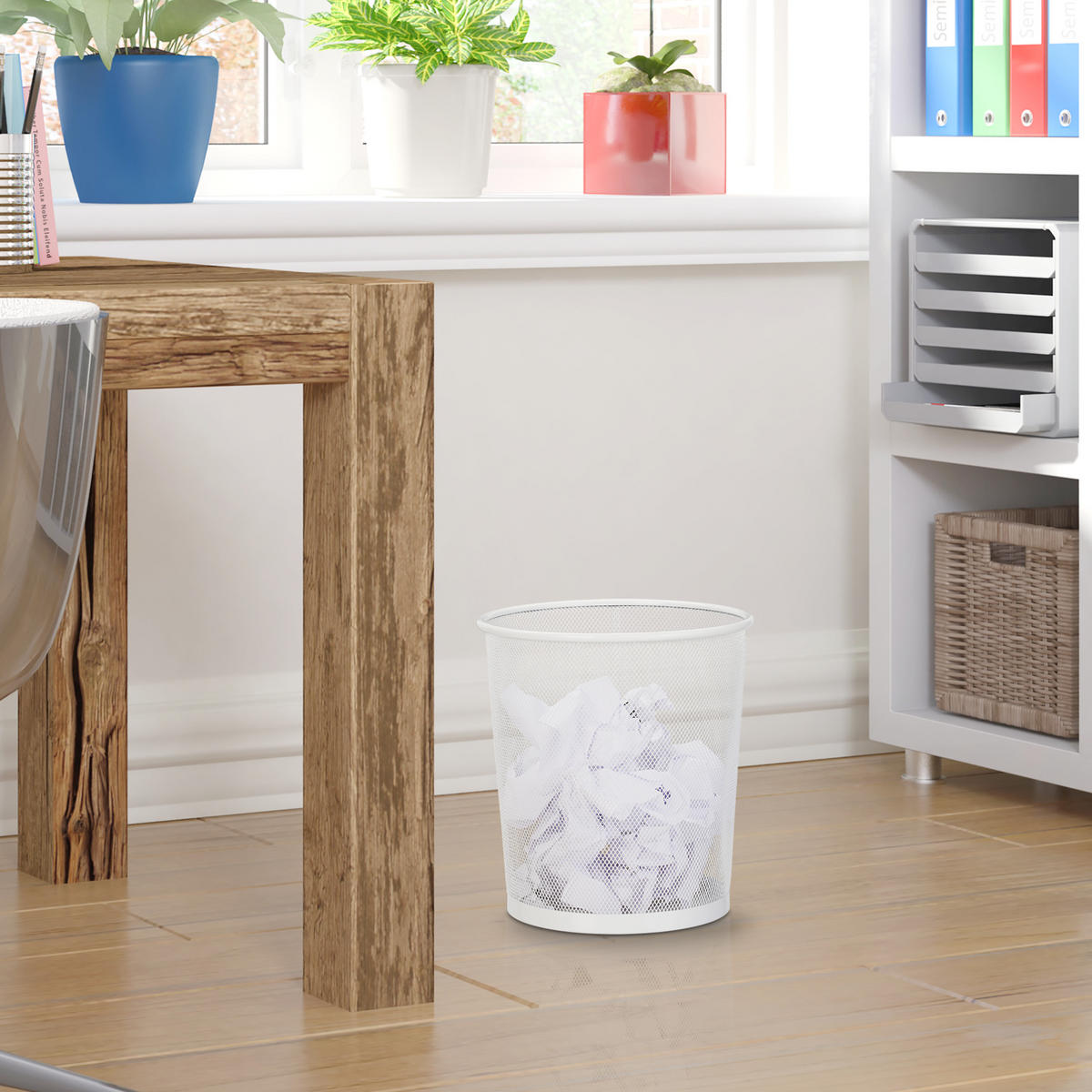 PAPIERKORB - Weiß, Metall (26/28/26cm) - Relaxdays