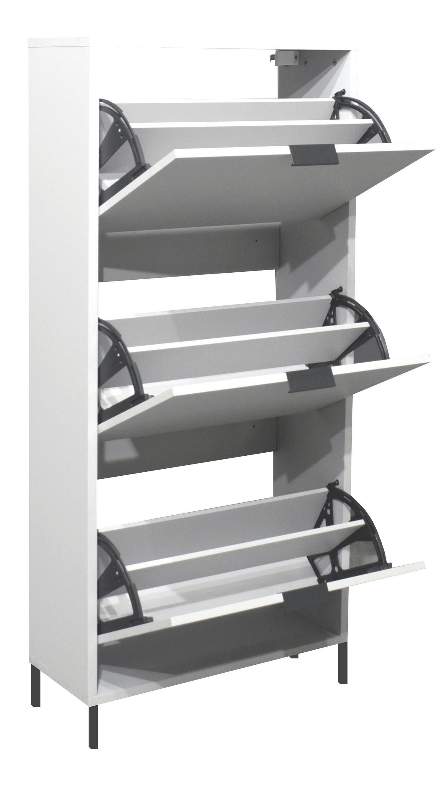 SCHUHSCHRANK Erna 61x25x141 Kreidegrau matt Lack - Hellgrau, Holzwerkstoff (61/141/25cm) - 58aufmkessel