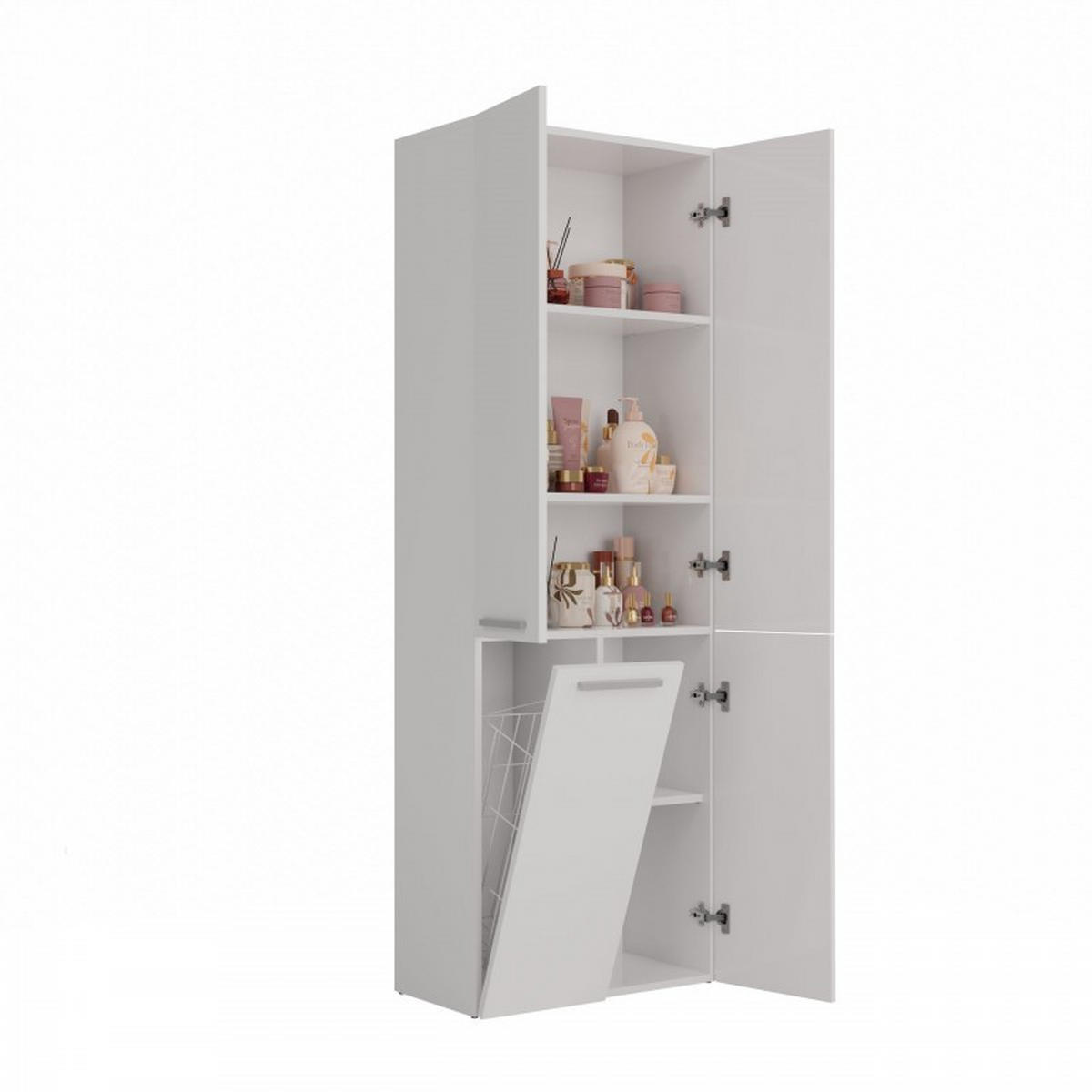 SKRIŇA do kúpeľne - biela, kompozitné drevo (60/174/30cm) - RAUMHIRSCH FURNITURE