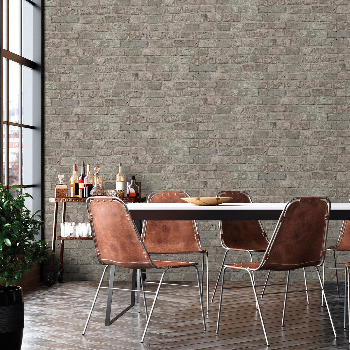 TAPETE Backstein-Optik 53 cm x 10 m - Grau, Papier (53/1000cm) - Sanders & Sanders