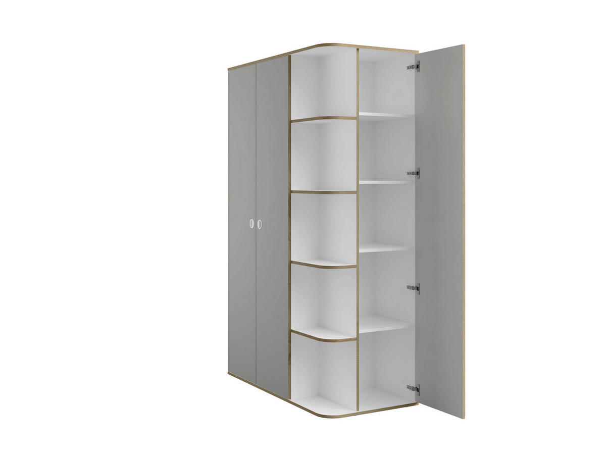 DREHTÜRENSCHRANK AMARIS 120/196,5/60cm 3-türig Weiß - Weiß/Grau, Holzwerkstoff (120/196.5/60cm) - MASSENO