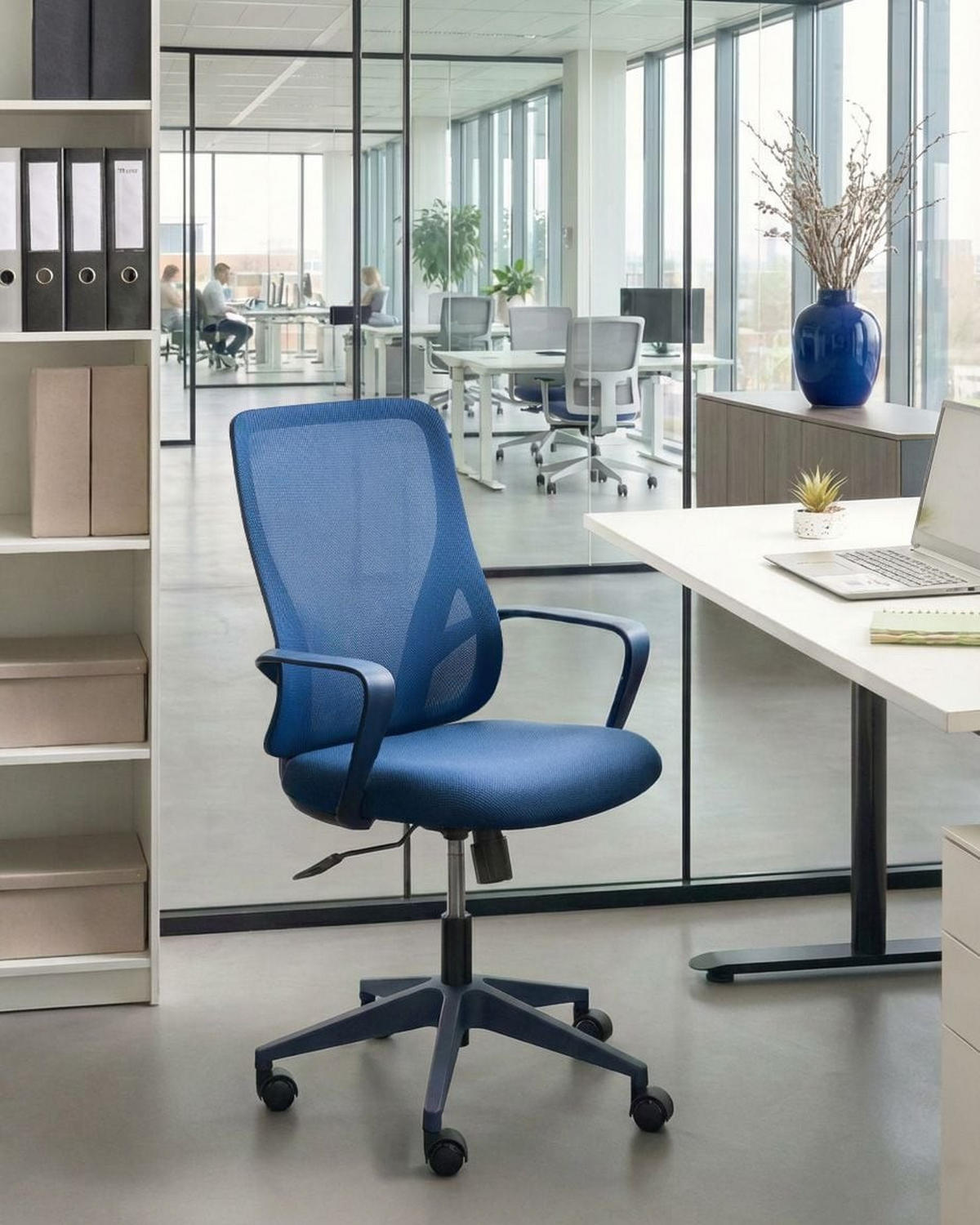 BÜROSTUHL Blau Luma - Blau, Textil (60/98/60cm) - Beliani