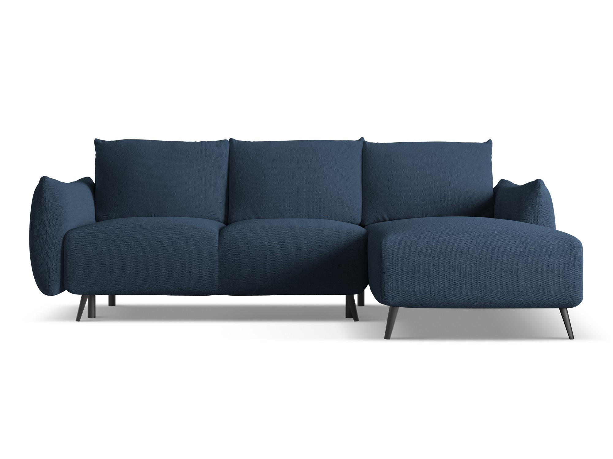 ECKSOFA mit Schlaffunktion Chenille Stoff Blau - Blau/Schwarz, Textil/Metall (242/162cm) - Makamii