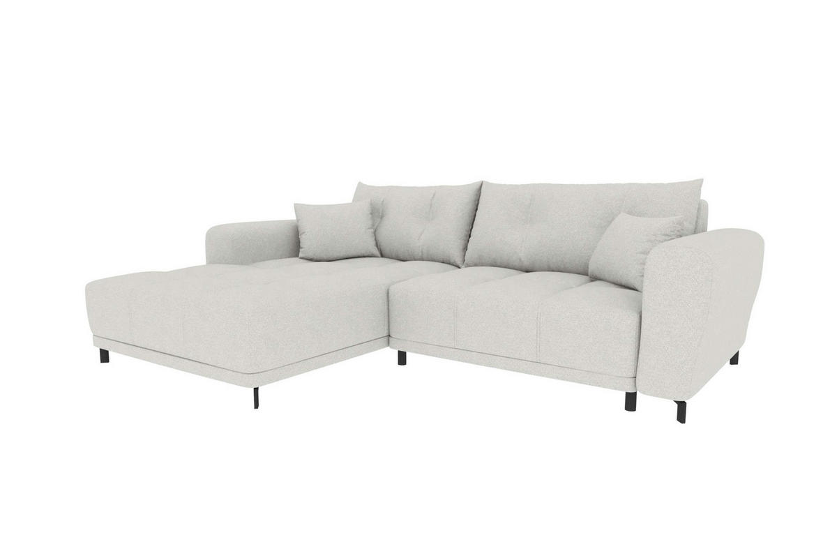 ECKSOFA Massimo Strukturstoff Hellgrau inkl. Schlaffunktion Links - Hellgrau/Schwarz, Textil/Metall (246/177cm) - 99rooms