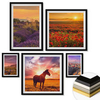 WANDBILDER 5er-Set - 50x50 cm & 20x30 cm & 40x60 cm Schwarzer Rahmen - Berglandschaft Rosslavendel - Schwarz, Kunststoff (40/60cm) - ArtPrintCave