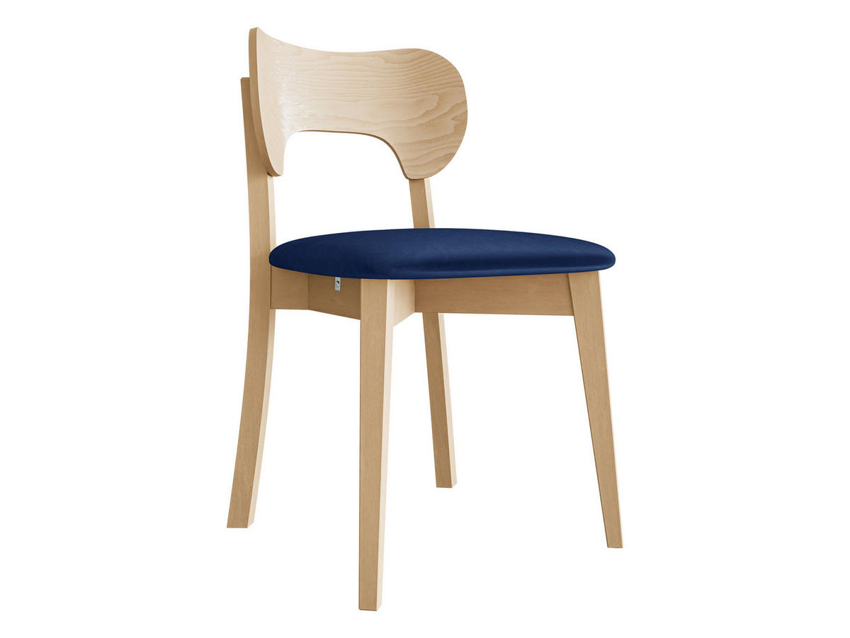 WOHNZIMMER STUHL KT64, Holzfarbe: Buche - Blau/Buchefarben, Holz/Textil (48/80/51cm) - MIRJAN24