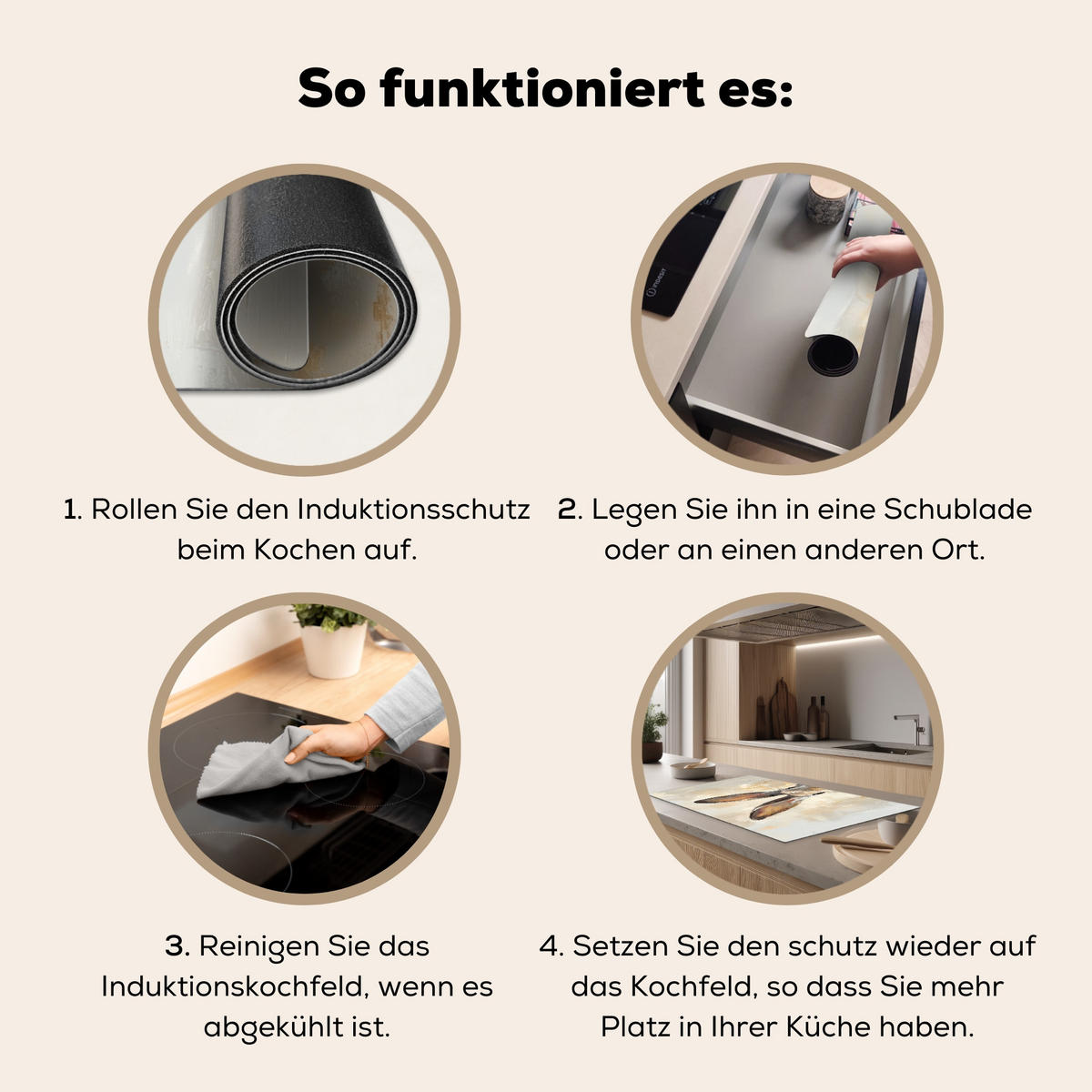 HERDABDECKPLATTE Hase - Ohren - Braun Ceranfeldabdeckung 90x52 cm - Beige, Kunststoff (90/52/0.2cm) - MuchoWow