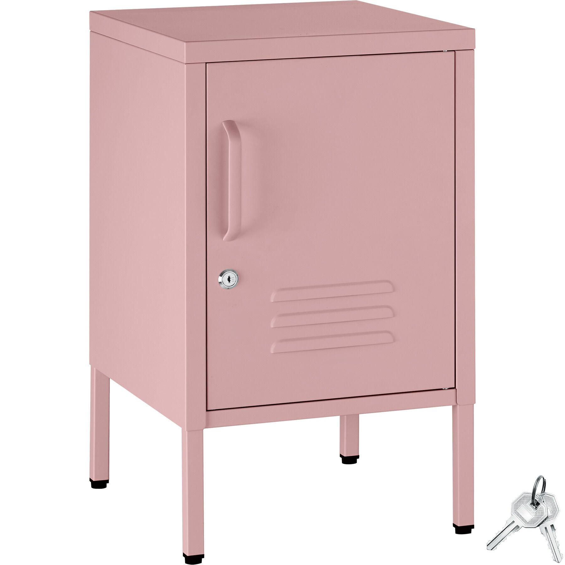 NACHTSCHRANK Baker, Kippschutz, höhenverstellbare Füße, rosa - Rosa, Metall (35/60.5/42.5cm) - tectake