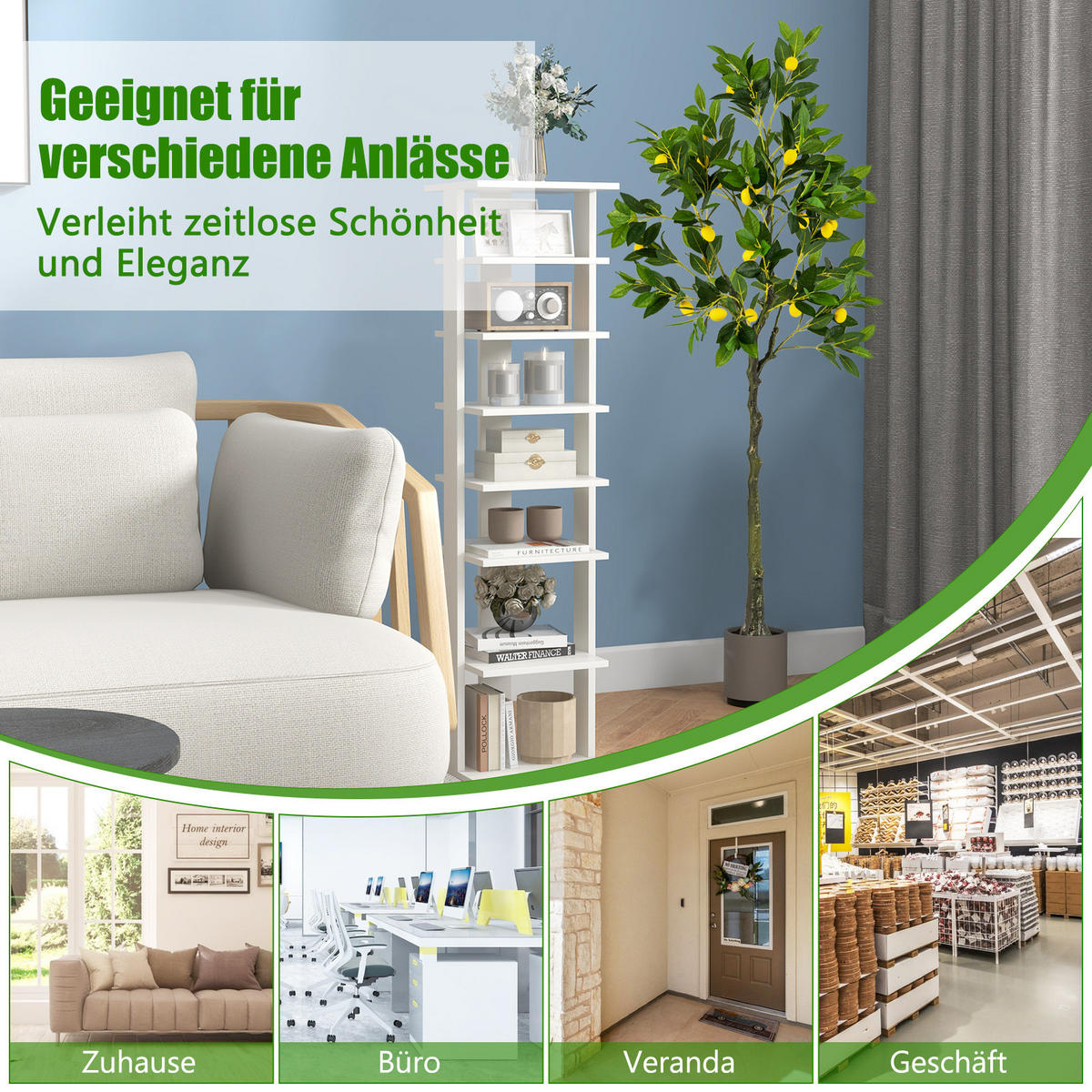 ZITRONENBAUM Grün - Grün, Kunststoff (160cm) - COSTWAY