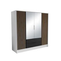 DREHTÜRENSCHRANK PELOR 200/200/51 cm Modern Kleiderschrank 4-türig mit Spiegel Weiß - Weiß, Holzwerkstoff (200/200/51cm) - MASSENO