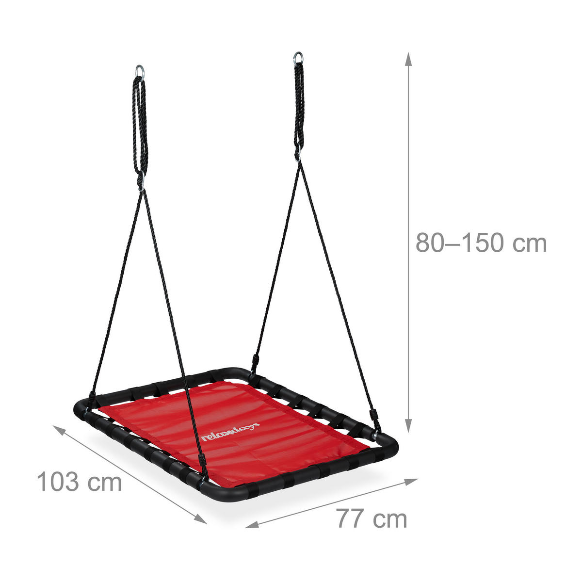 GUNGA Röd svart boform justerbara rep 159x77x103 cm - Röd, Plast/Metall (77/159/103cm) - Relaxdays