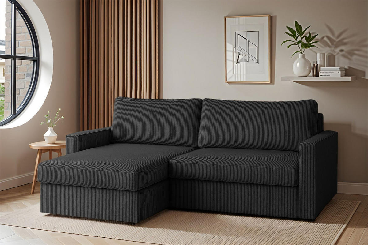 ECKSOFA Bendik In Poso - Anthrazit, Holzwerkstoff/Textil (224/140cm) - Fun Möbel
