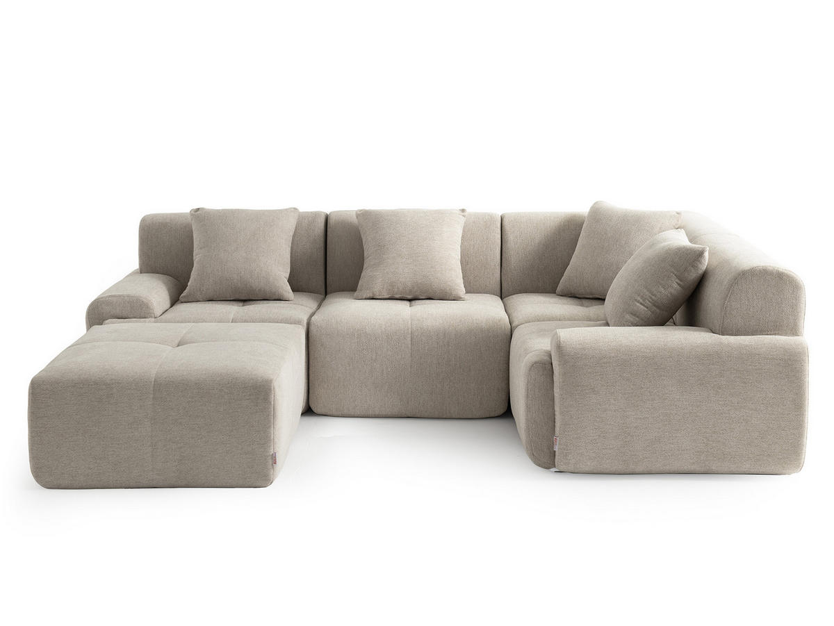 ECKSOFA Chenille Sandbeige - Sandfarben, Textil (260/190cm) - MILYsofa
