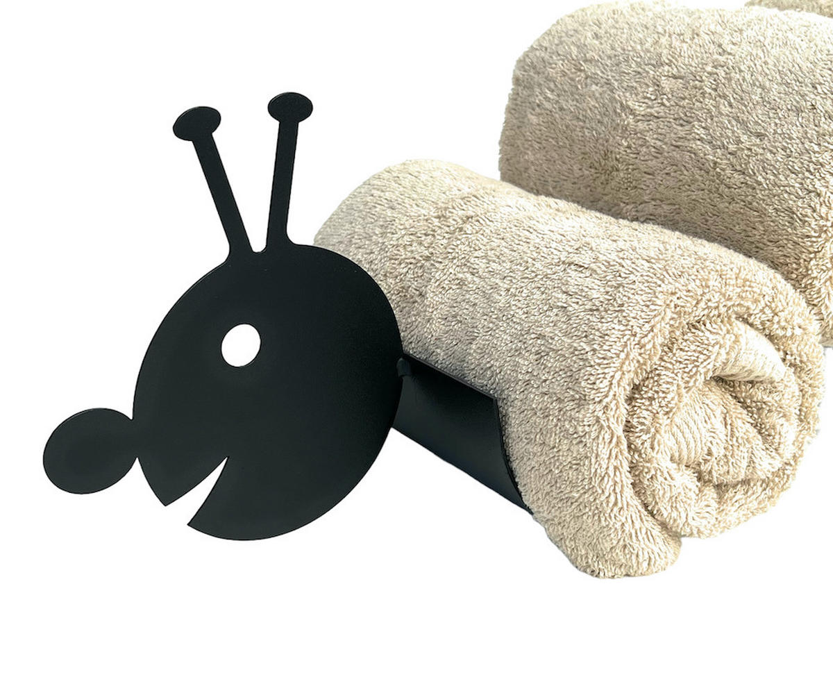 HANDTUCHHALTER Raupe Metall Schwarz Wandmontage - Schwarz, Metall (57/16/10cm) - DanDiBo