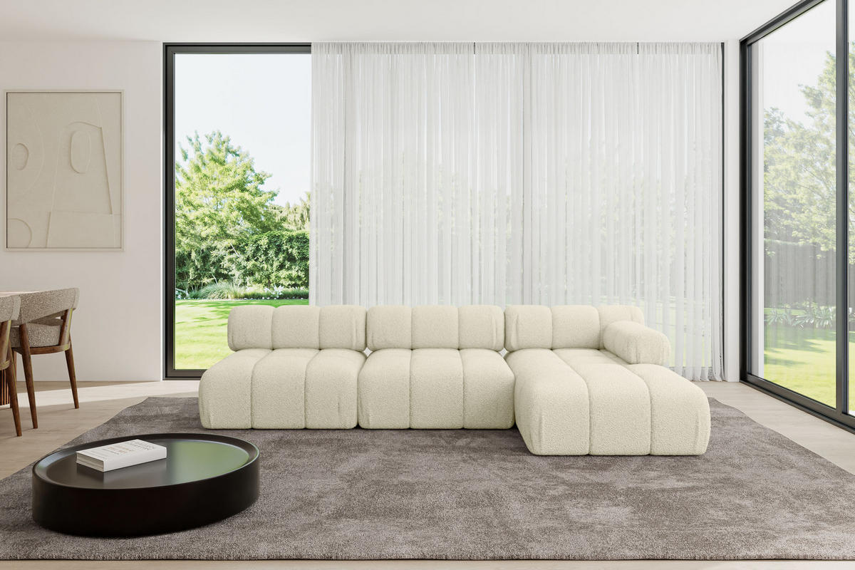 ECKSOFA modulares Sofa Razon-L2 - 285x160x70 cm Beige Bouclé - Beige, Holzwerkstoff/Textil (285/160cm) - ALTDECOR