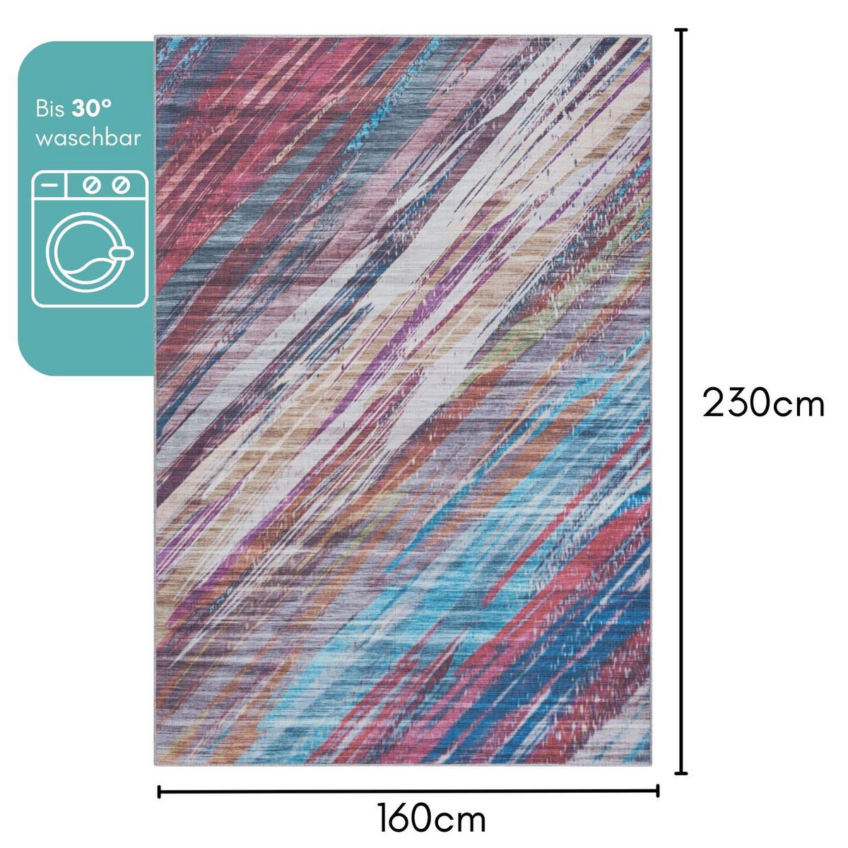 TEPPICH Mauri Bordeaux,Petrol,Mauve 160/230 cm - Bordeaux, Textil (160/230cm) - My-Rug