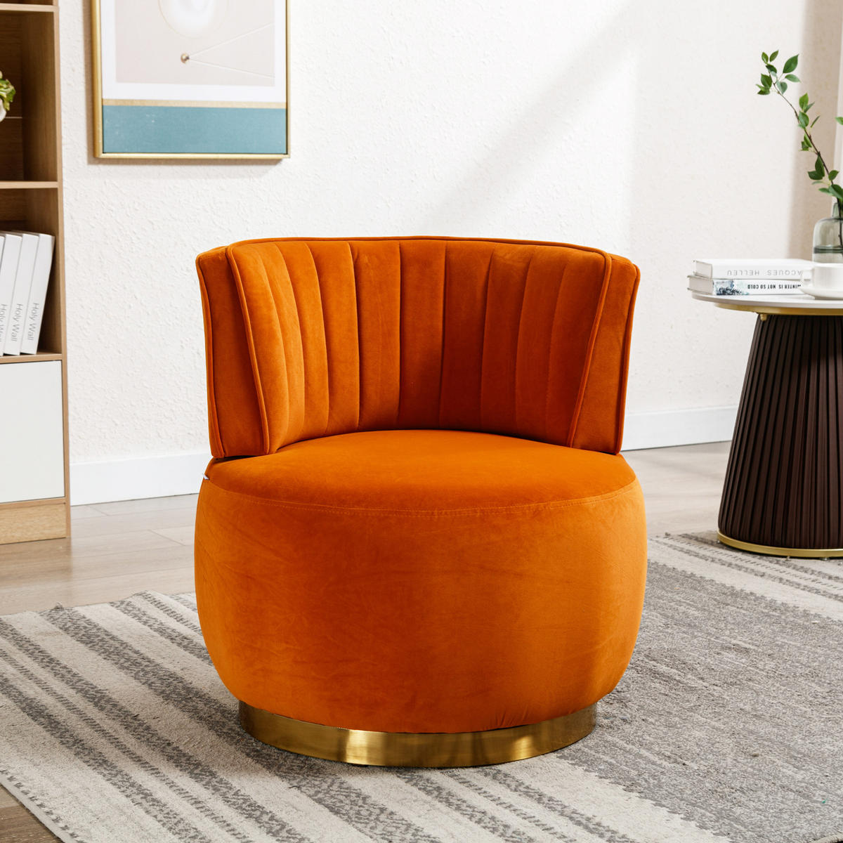 STUHL, Samt, 360° drehbar, 62,5/62/69,5 cm, Orange - Orange, Textil (62/69.5/62.5cm) - Redom