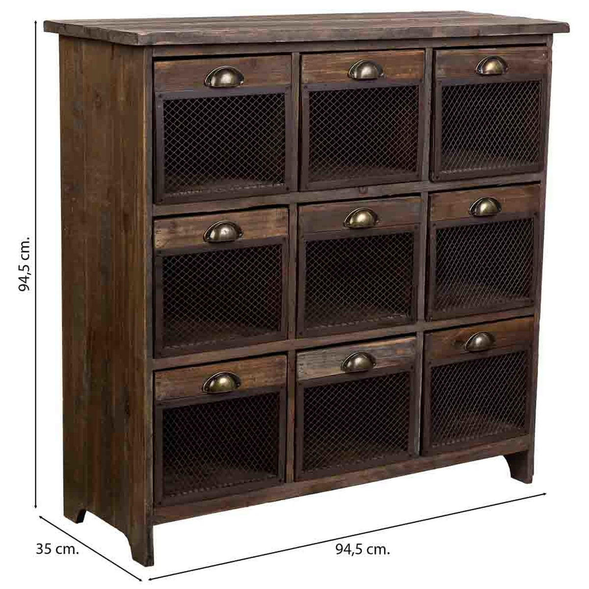 KOMMODE mit 9 Schubladen 94x35x94 cm Braun - Braun, Holz (94.5/94.5/35cm) - Wanderlust