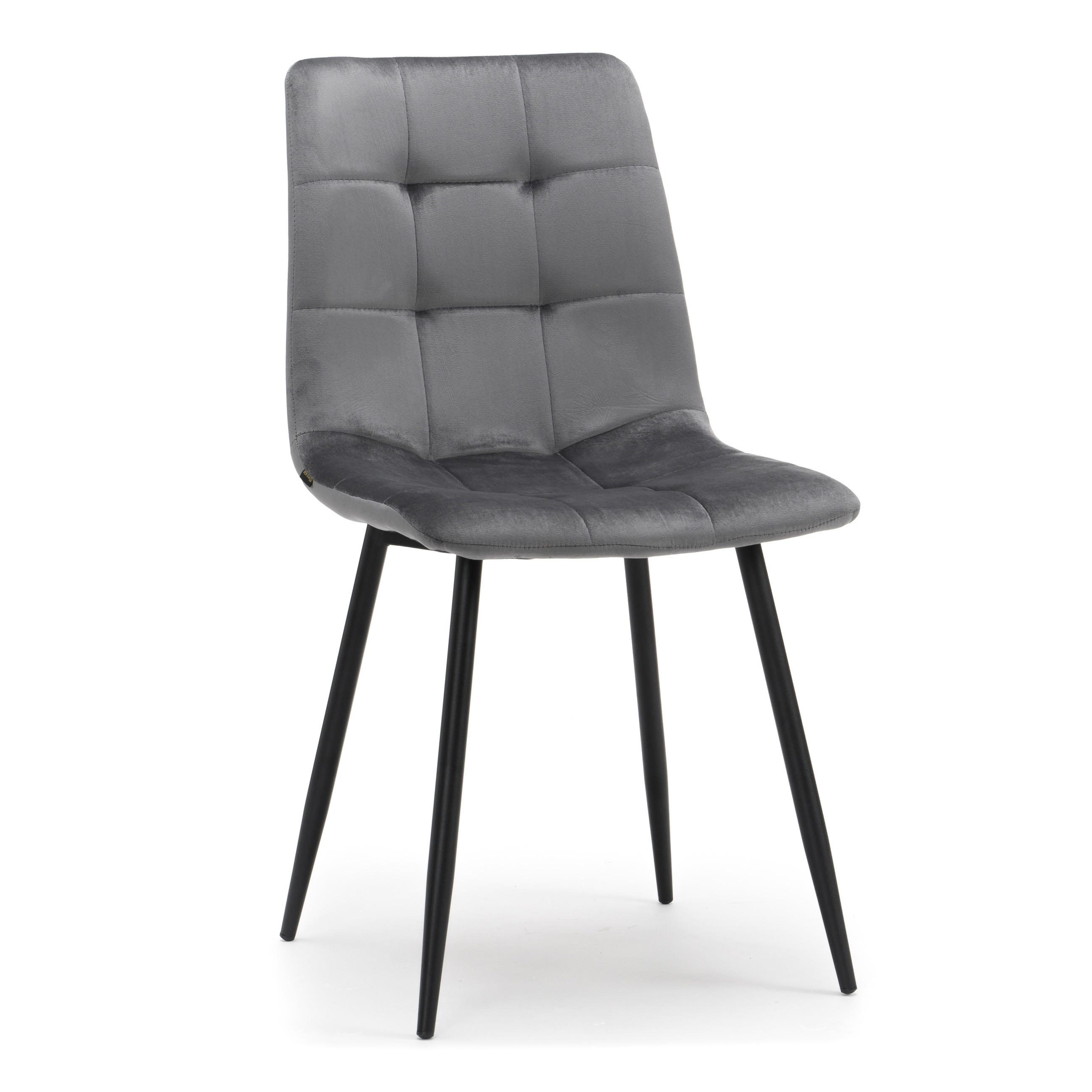 STUHL PARMA gepolsterter mit Steppung - grau - Samt Velour - Schwarz/Grau, Textil/Metall (44/89/45cm) - NEW HOME